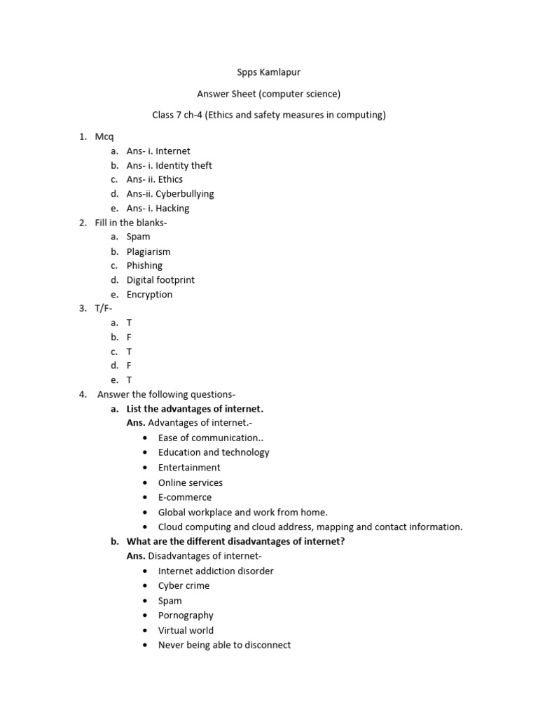 Ethics and Safety in Computing Class 7 | PDF | Cybercrime | Crime ...