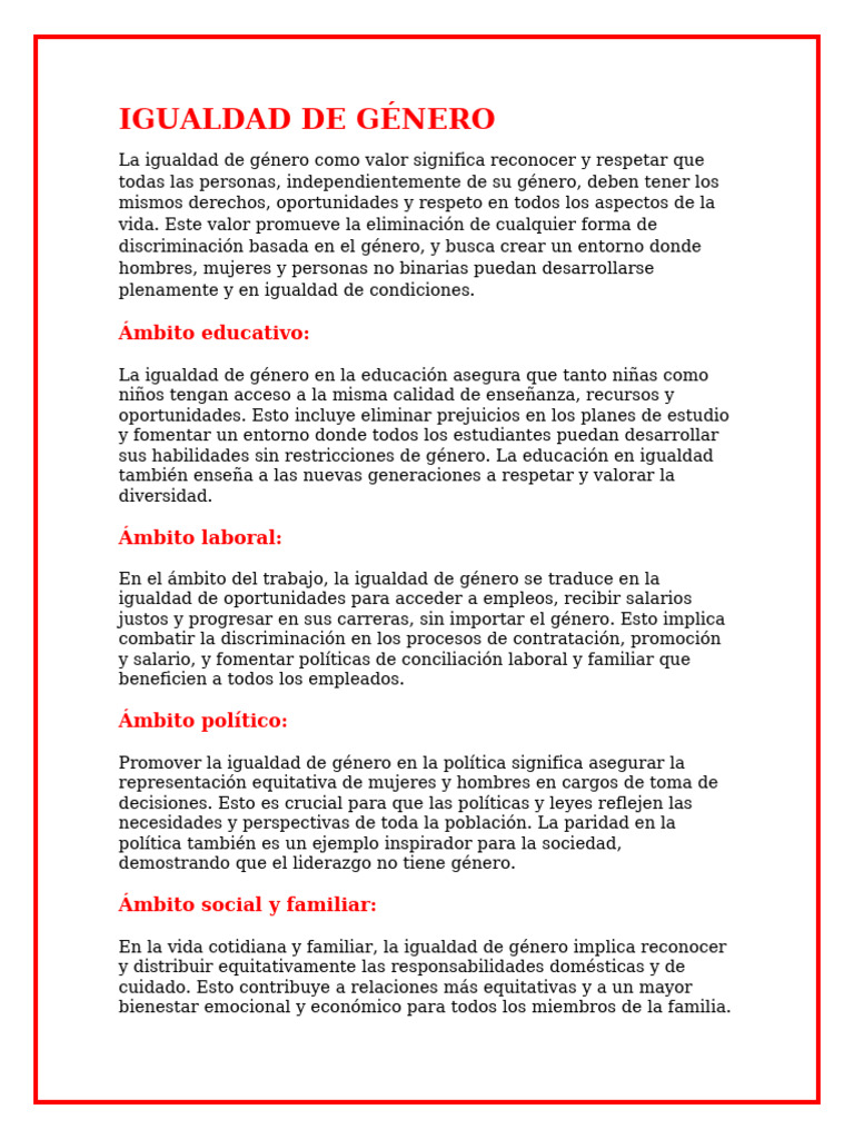 Igualdad de Género: Derechos y Oportunidades | PDF | Igualdad de género ...