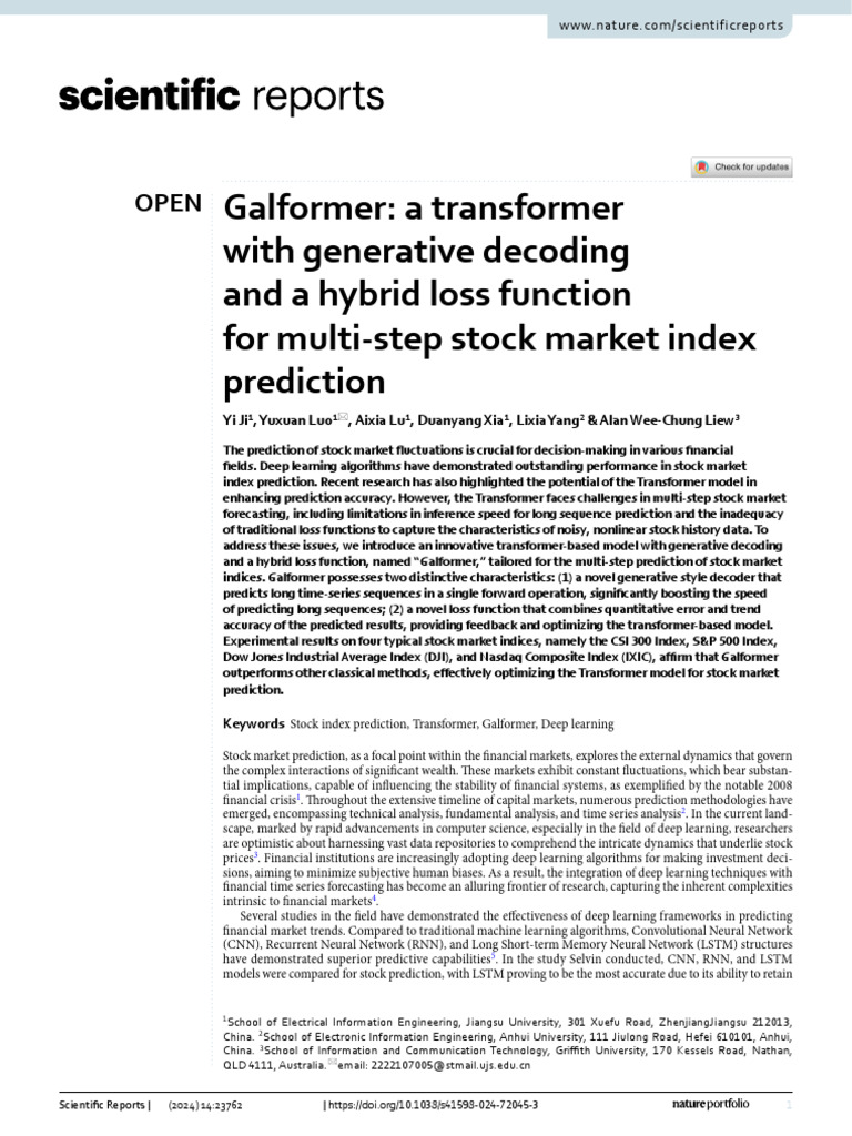 Galformer: Hybrid Loss for Stock Prediction | PDF | Mean Squared Error ...