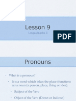 Lesson 9: Lengua Ingelsa II