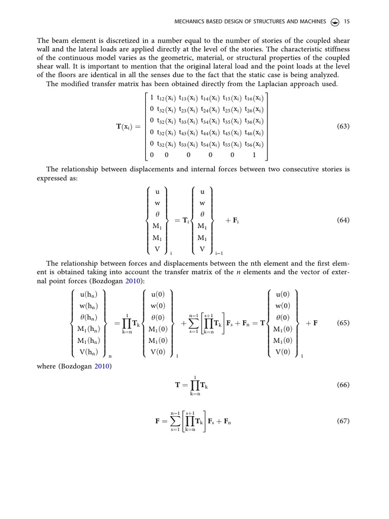 Transfer Matrix Method for Shear Walls | PDF | Mechanical Engineering ...