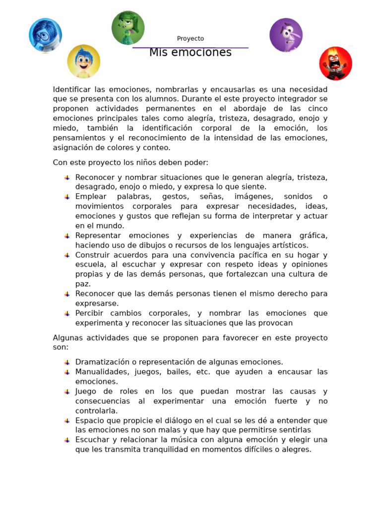 Proyecto de Identificación Emocional Infantil | PDF