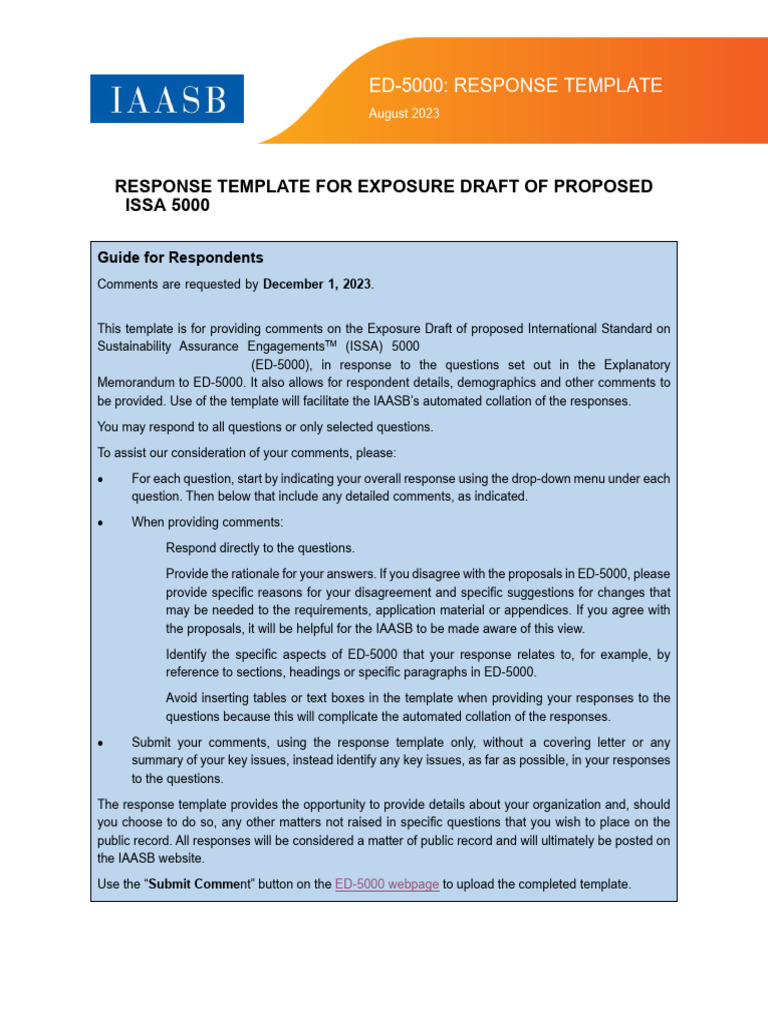 ED-5000 Response Template for Comments | PDF | Certified Public ...