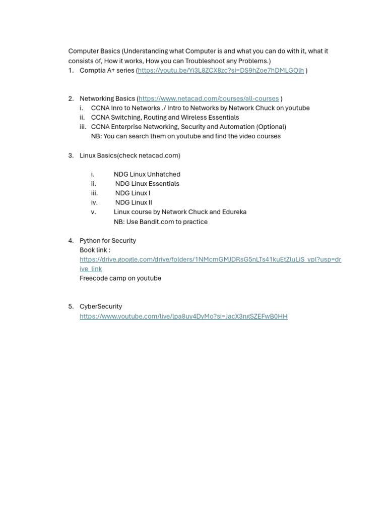 Cybersec Resources for Beginners | PDF
