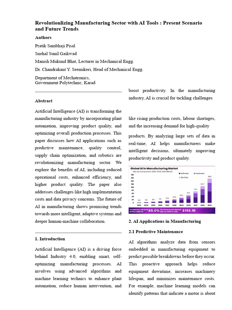 Artificial Intelligence in The Manufacturing Industry | PDF ...