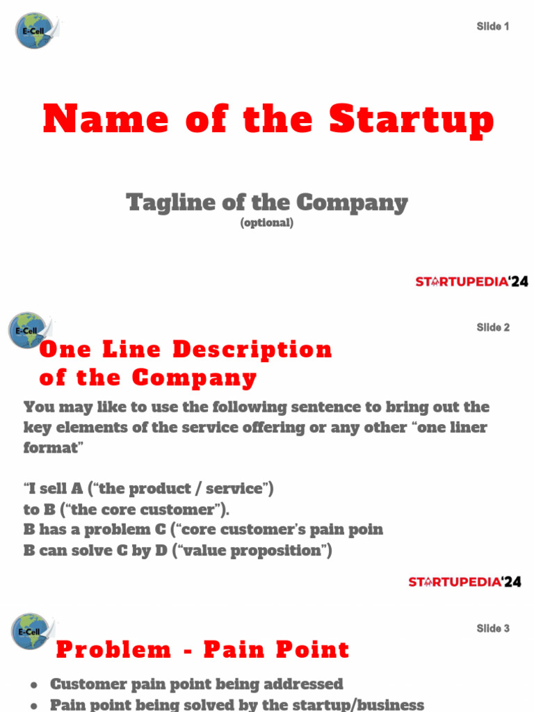 Startupedia'24 Pitch Deck Template (1) | PDF | Business | Business ...