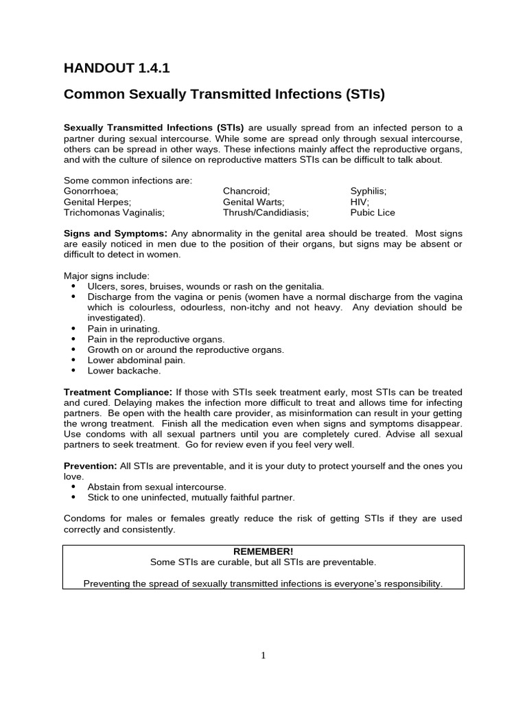 Understanding STIs and HIV Prevention | PDF | Sexually Transmitted ...