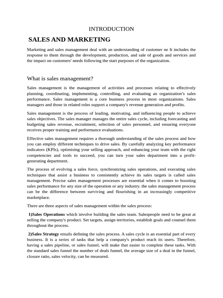 Sales Management Strategies and Goals | PDF | Sales | Marketing