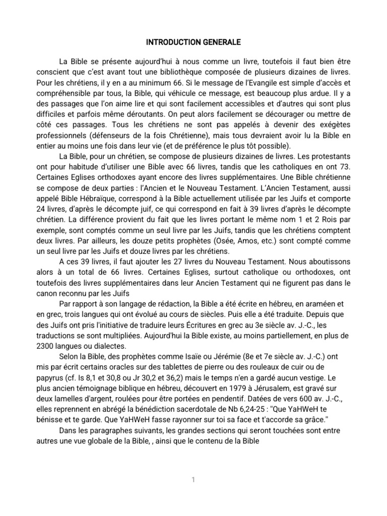Introduction à la Bible et son histoire | PDF