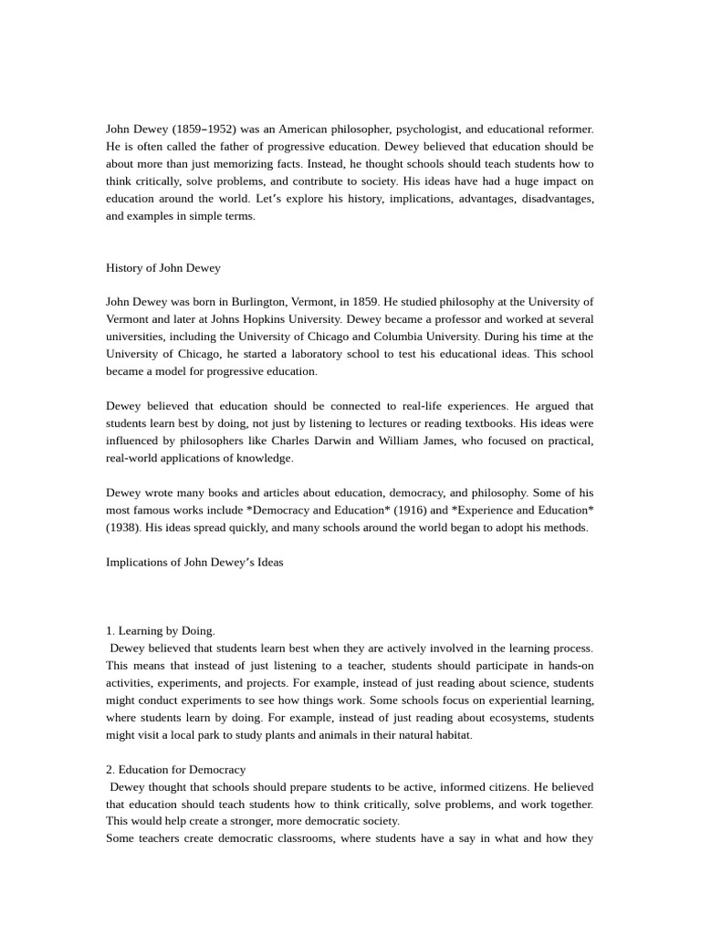 Dewey Philosophy Presentation Wps | PDF | John Dewey | Critical Thinking