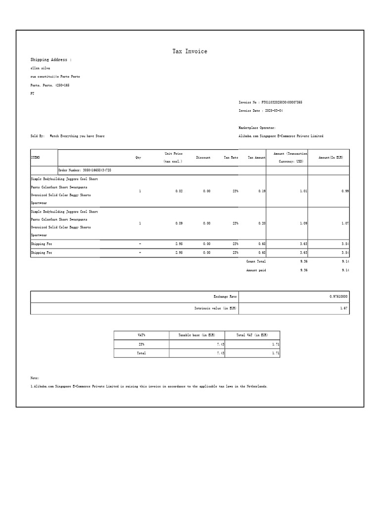 Tax Invoice for Alibaba Purchase | PDF | Invoice | Taxes