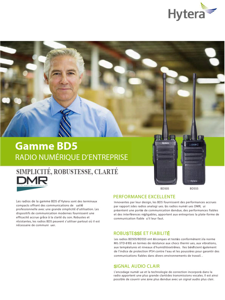 Radios BD505 d'Hytera : Performance et Fiabilité | PDF | Technologies ...