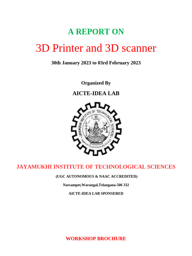 3D Printing and Scanning Workshop Report | PDF | Printing | Computing