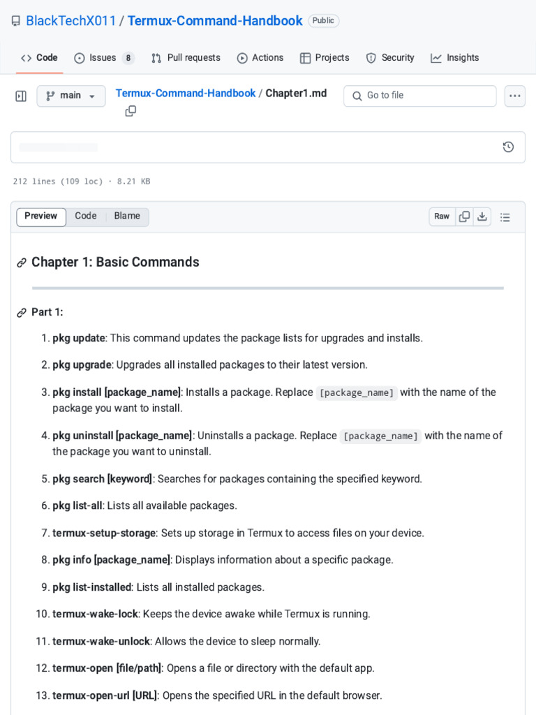 TermuxCommandHandbookChapter1.Md at Main BlackTechX011TermuxCom | PDF ...