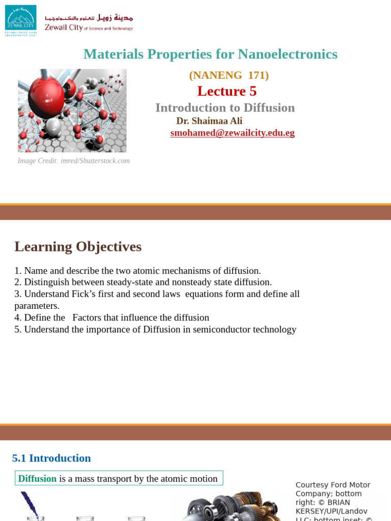 Spring 2025 - Lecture - 5 Diffusion | PDF | Diffusion | Flux