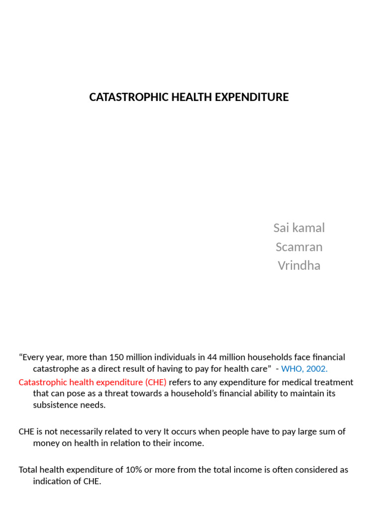 Catastrophic Health Expenditure | PDF | Expense | Health Care
