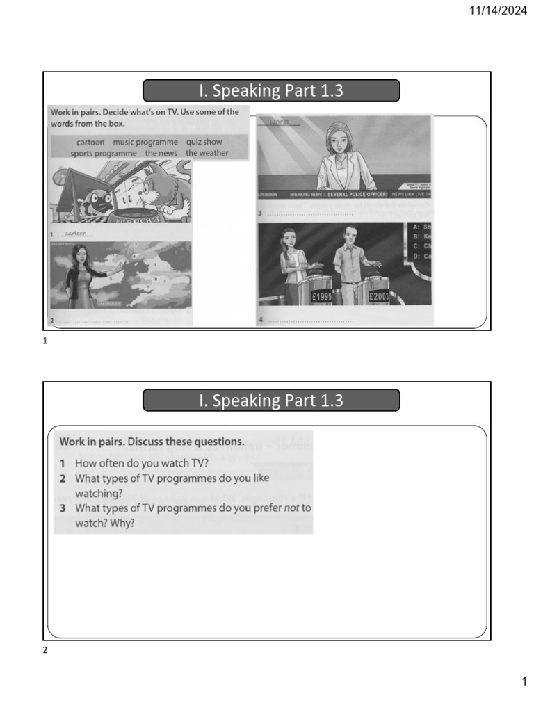 Speaking Part 1.3 Overview | PDF
