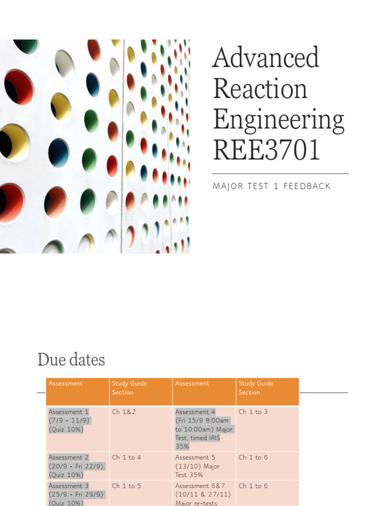 Major Test 1 Feedback: Reaction Engineering | PDF | Physical Sciences ...