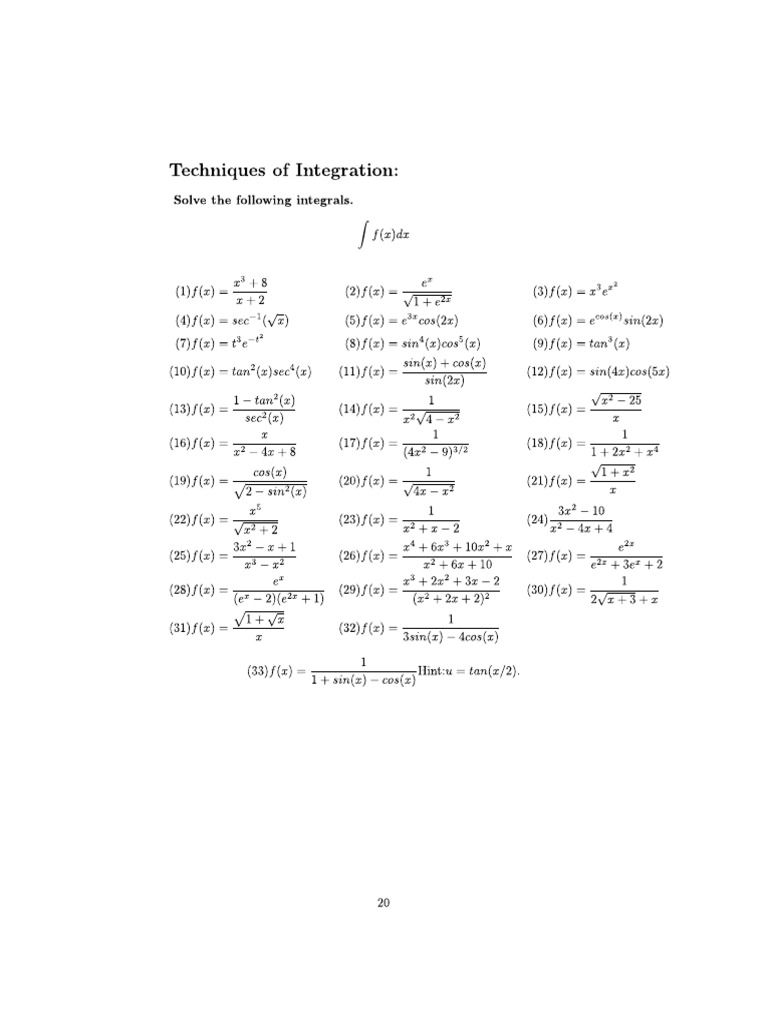 Techniques of Integration | PDF