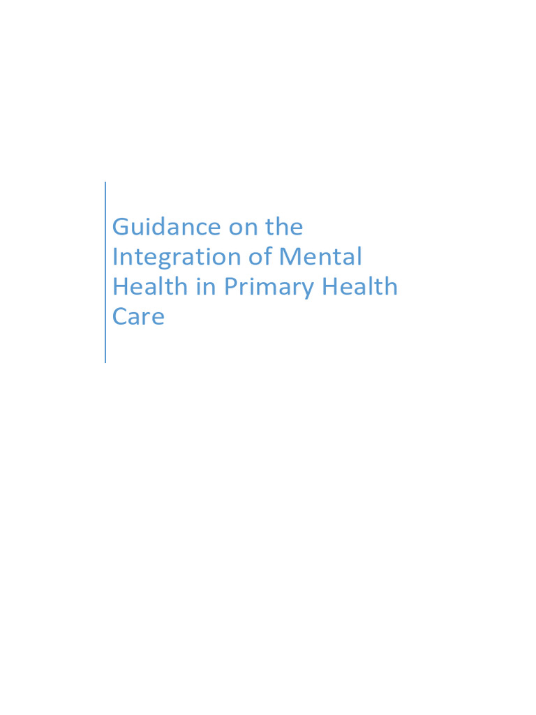 Guidance on the Integration of Mental Health in Primary Health Care ...