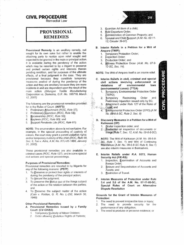 Remedial Law (2021 SBU Memory Aid) - 232-250 | PDF