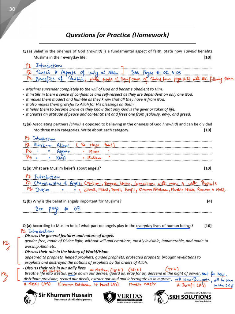 Workbook # 8 (Past Papers) | PDF | Prophets And Messengers In Islam ...