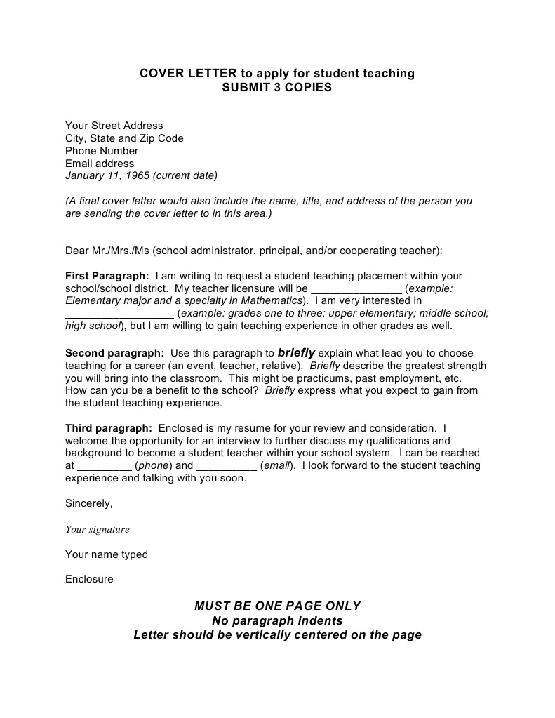 Student Teaching Cover Letter Yes Paragraph Physical Education