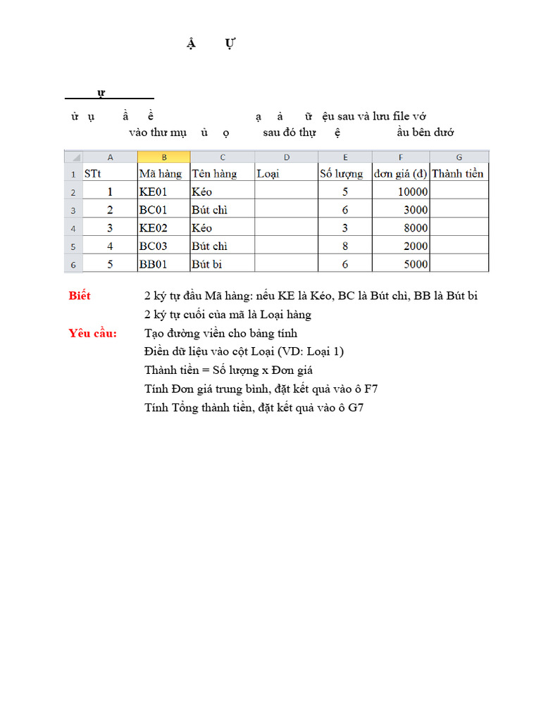 Bai Tap Thuc Hanh Excel | PDF