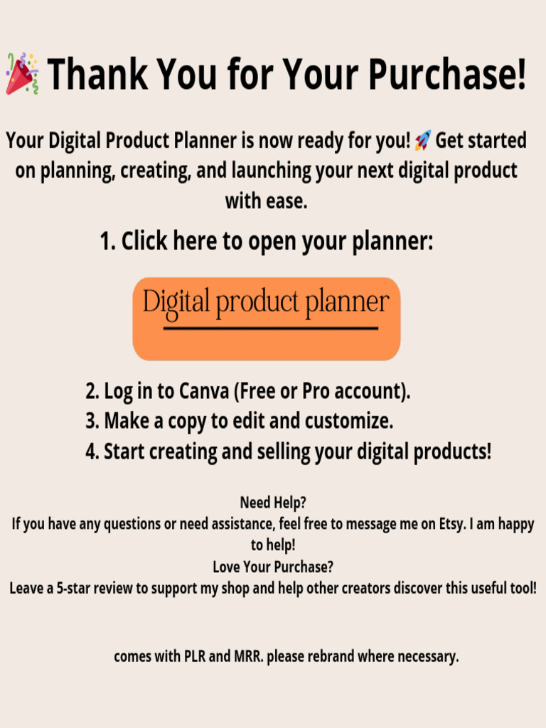 Digital Product Planner with PLR & MRR | PDF