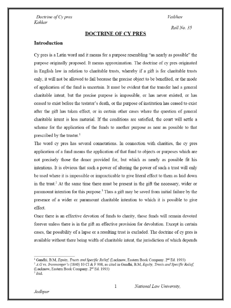 Doctrine of Cy-Pres FAMILY LAW - ILIDE - INFO Platform PDF Viewer | PDF