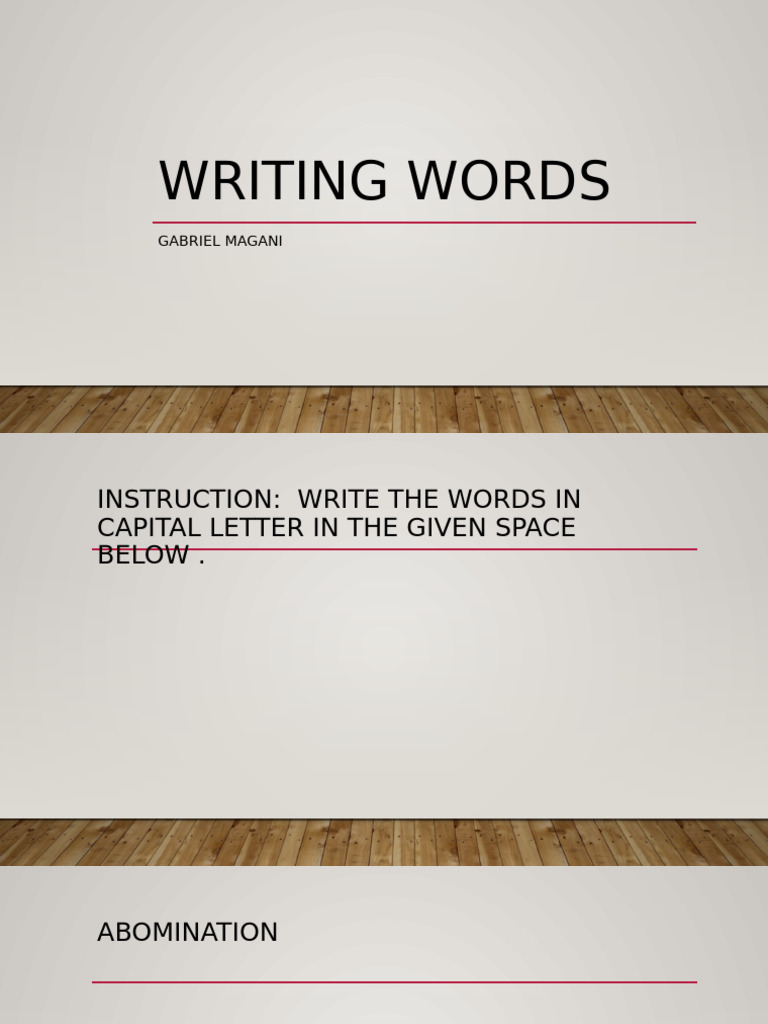 Word List for Writing Practice | PDF