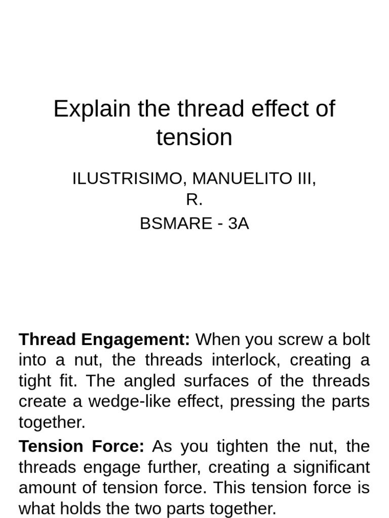 Thread Effect and Tension in Fasteners | PDF