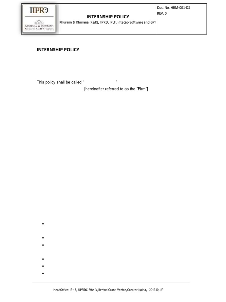 Khurana & Khurana Internship Policy | PDF | Plagiarism | Justice