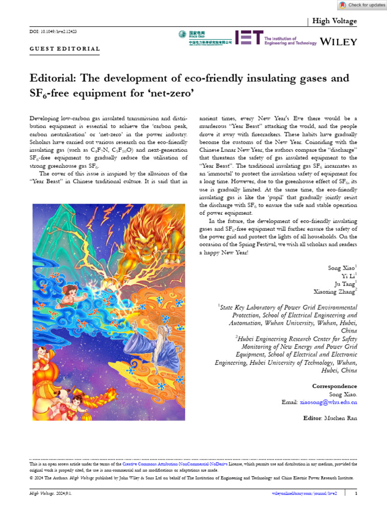 High Voltage - 2024 - Xiao - Editorial The Development of Eco Friendly ...