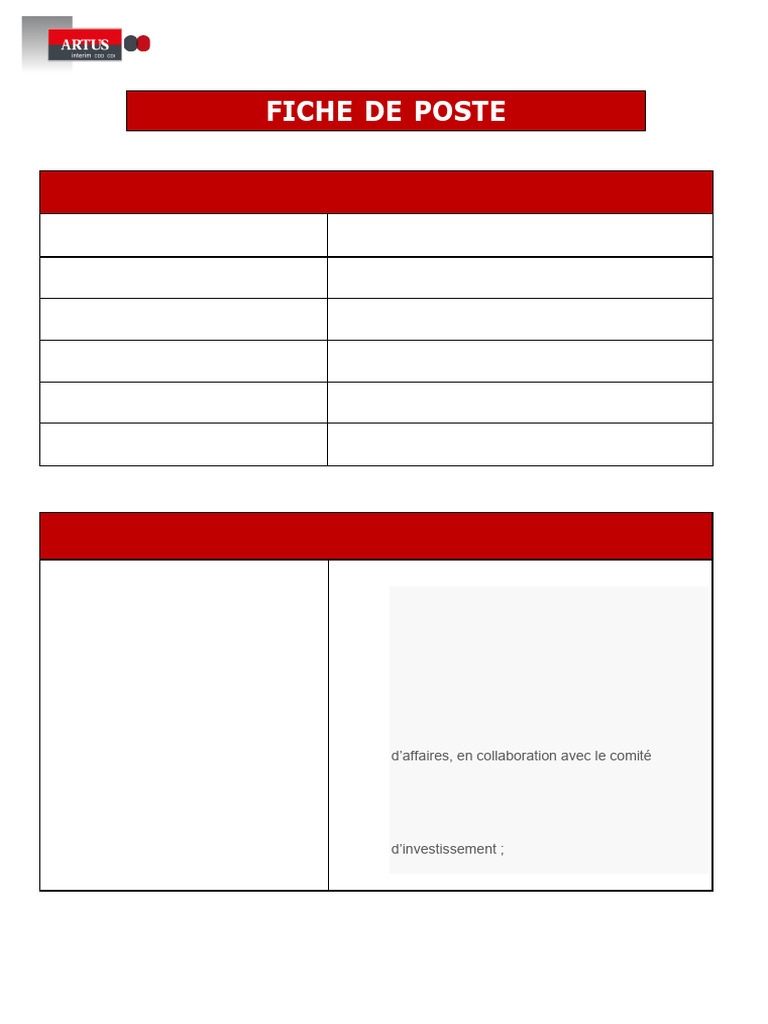 Fiche de Poste : Directeur Exécutif Adjoint | PDF | Business | Économie