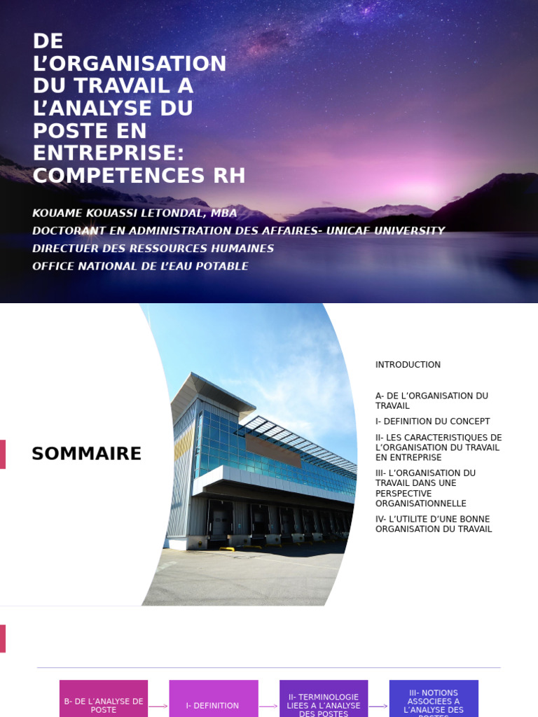Organisation du travail et analyse de poste | PDF | Business | Gestion ...