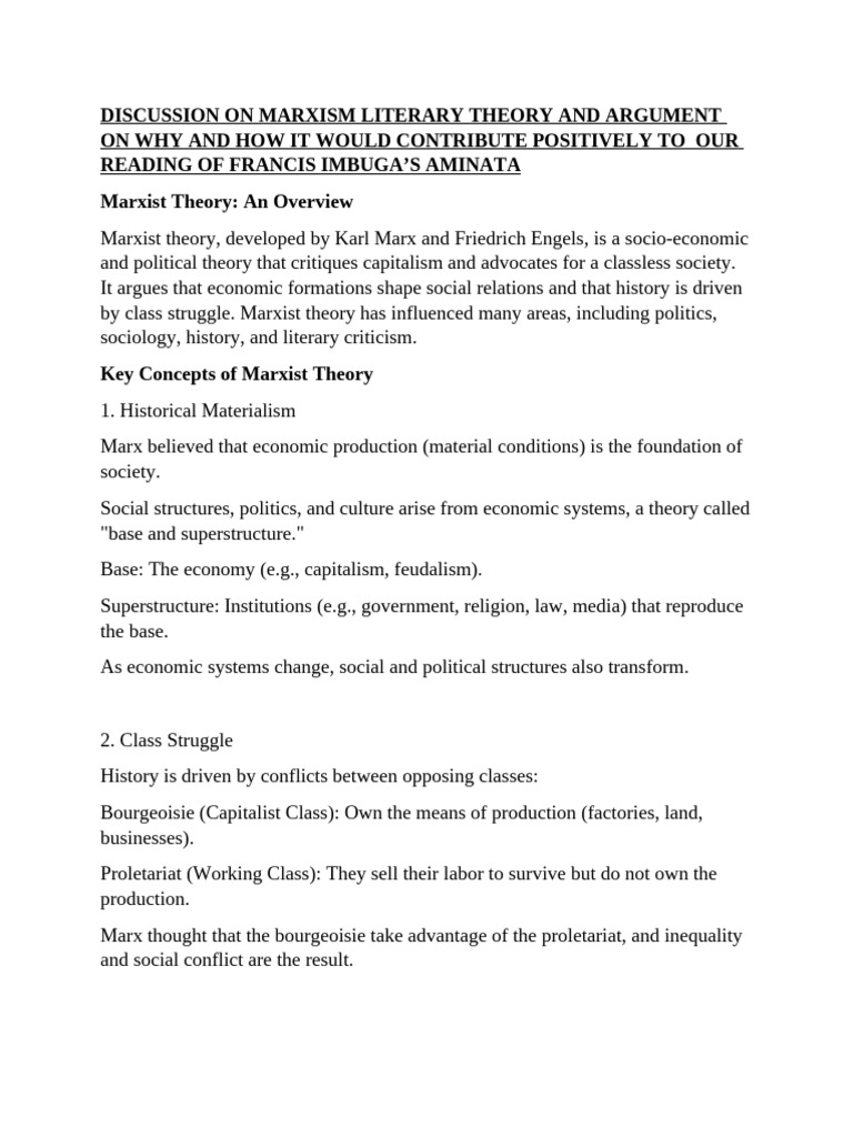 Marxism's Impact on Reading Aminata | PDF | Marxism | Communism