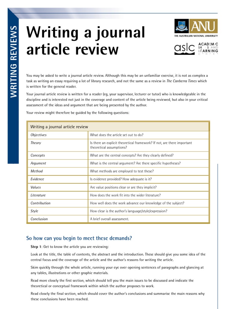 how to write a good journal article review