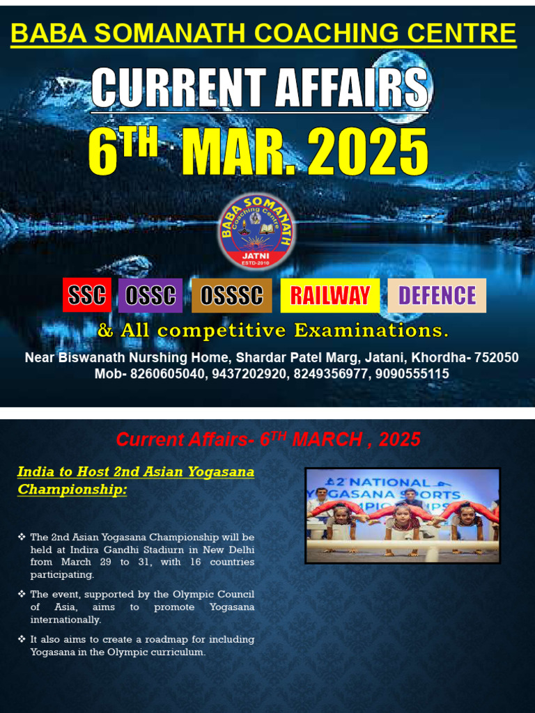 Current Affairs Summary - March 2025 | PDF