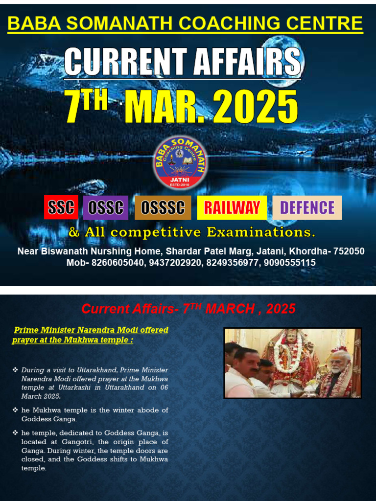 Current Affairs Summary - 7 March 2025 | PDF | Cyclone | Tropical Cyclones