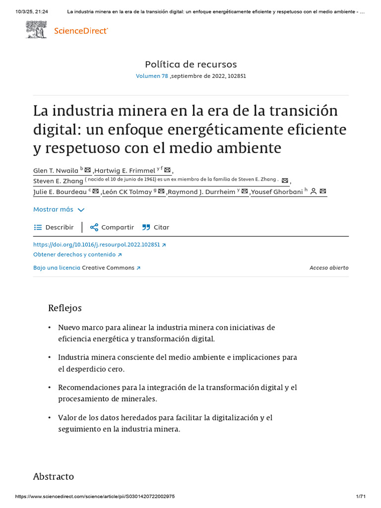 La Industria Minera en La Era de La Transición Digital - Un Enfoque ...