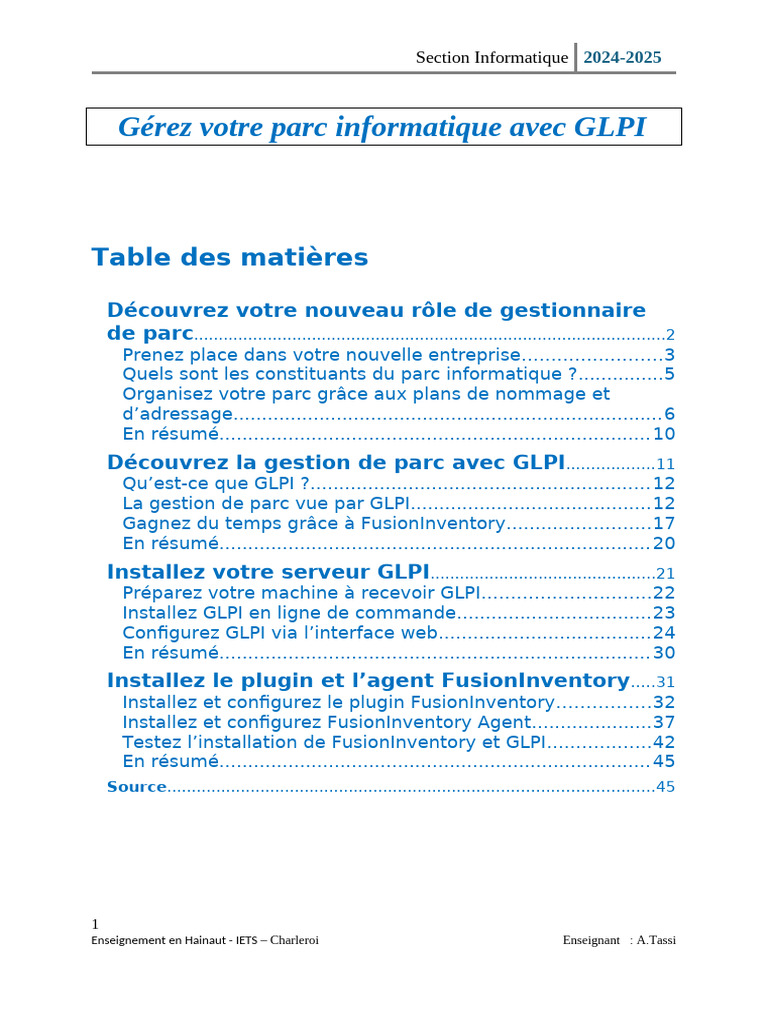 Gestion de parc informatique avec GLPI PDF Serveur (Informatique — free download