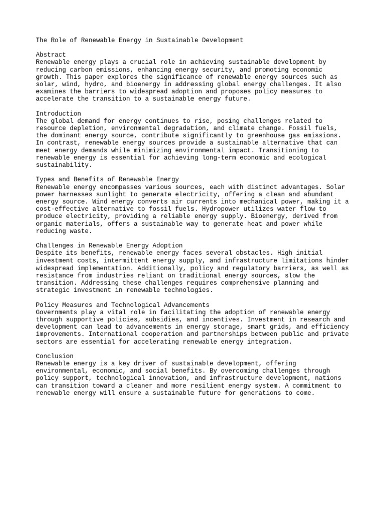 Renewable Energy for Sustainable Growth | PDF | Renewable Energy ...