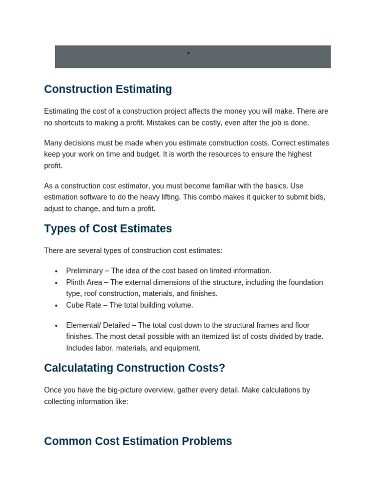 Construction Estimating Lec01 | PDF | Cost | Labour Economics