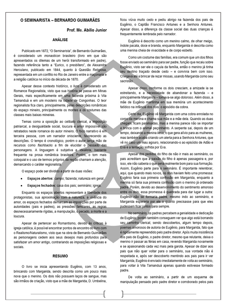 Análise de "O Seminarista" | PDF | Amor | Romantismo