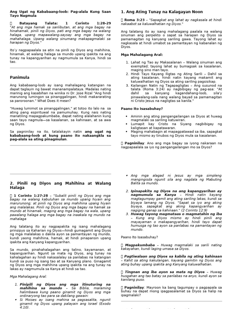 THE ROOTS OF HUMILITY, REMEMBERING WHERE WE CAME FROM Revised | PDF