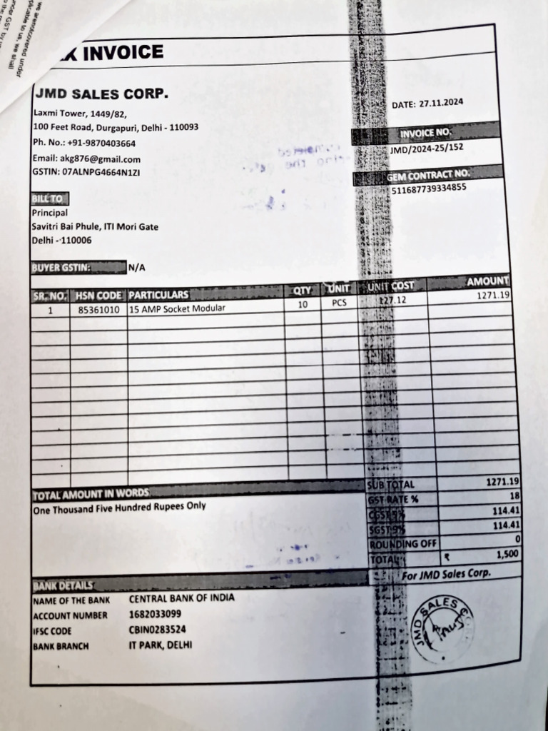 15 Amp Modular Socket Invoice | PDF | Business Documents