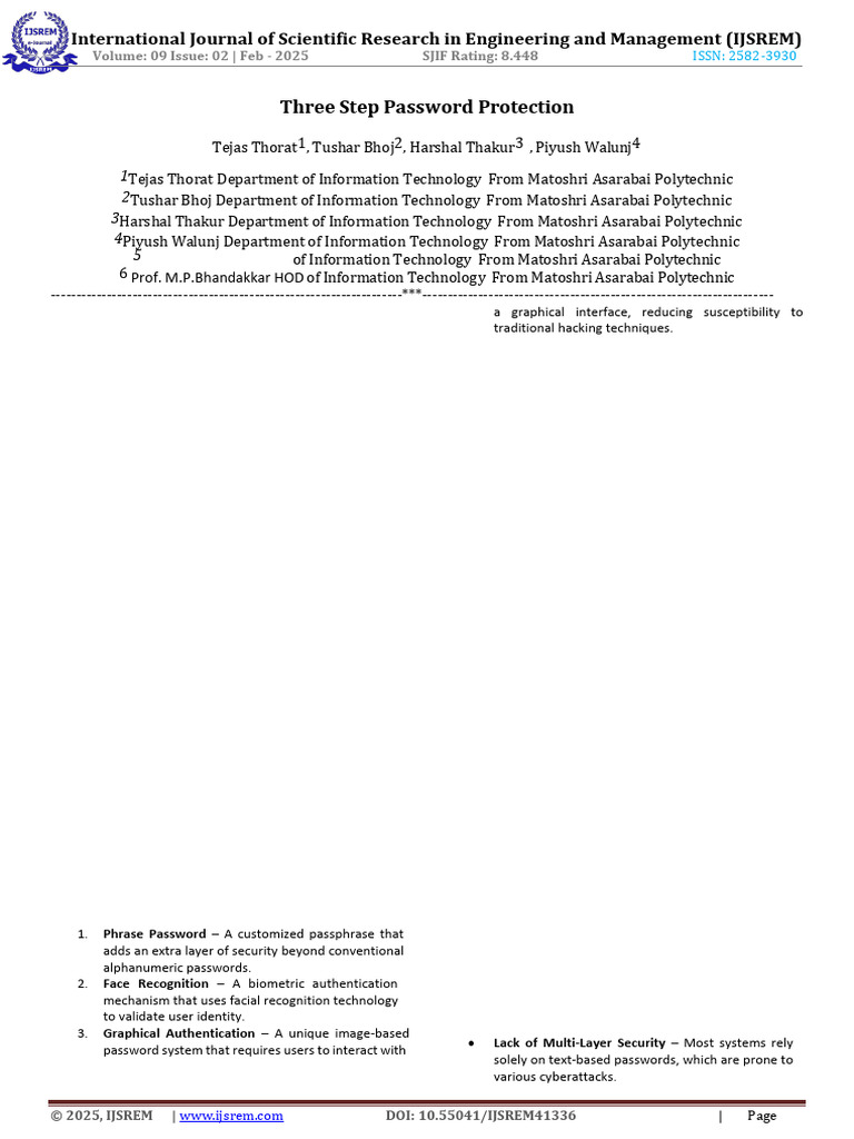 Three-Step Password Protection System | PDF | Security | Computer Security