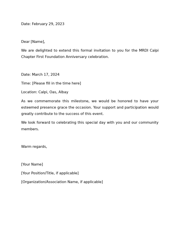 Invitation Letter | PDF