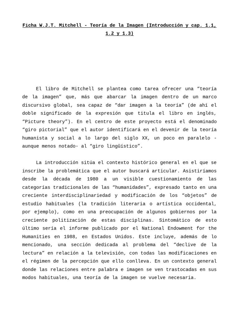 Teoría de la Imagen de W.J.T. Mitchell | PDF | Ideologías | Teoría